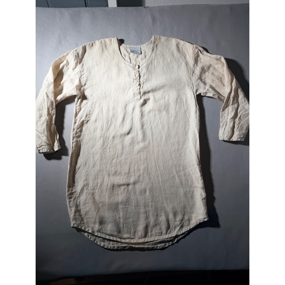 Parachute Linen Henley Shirt Sleep Dress Tunic Womens XL Natural Clay